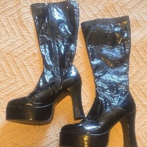 Black Platform Knee-High Boots